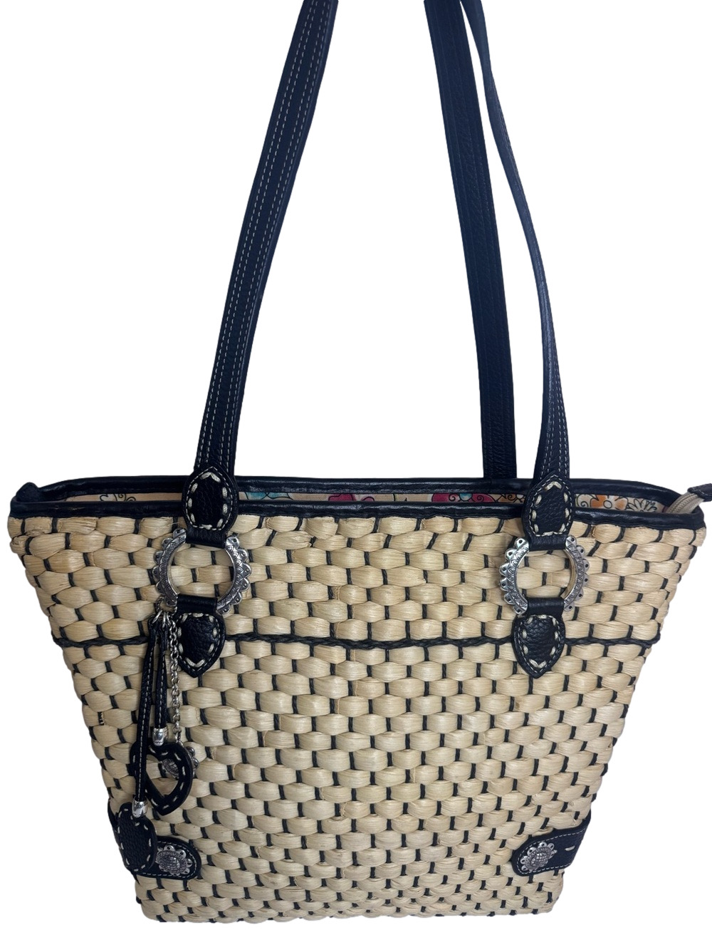 #388 Brighton Straw Shoulder Bag w/ Charms